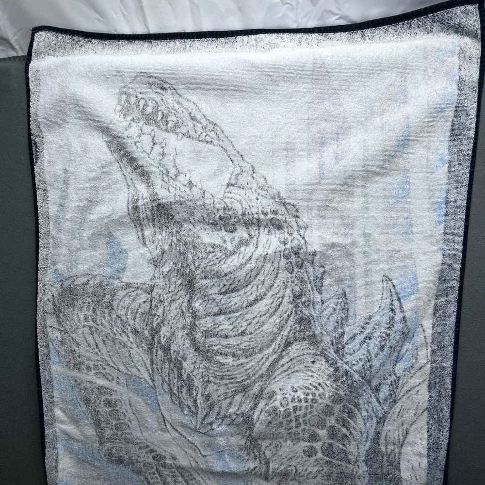 Vintage Godzilla Beach Towel 1998 Movie Zilla Blue Black Graphic Print 28x53